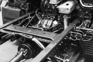 Vehicle underbody prepared for winter rust protection in Calgary